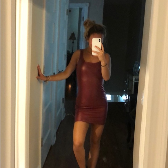red leather dress forever 21